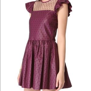 Red Valentino Napa Leather Lace mini dress